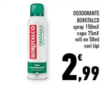 Conad DEODORANTE BOROTALCO spray 150ml offerta