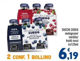 Conad SUCCHI ZUEGG melograno/ mirtillo/ frutti rossi 6x125ml offerta
