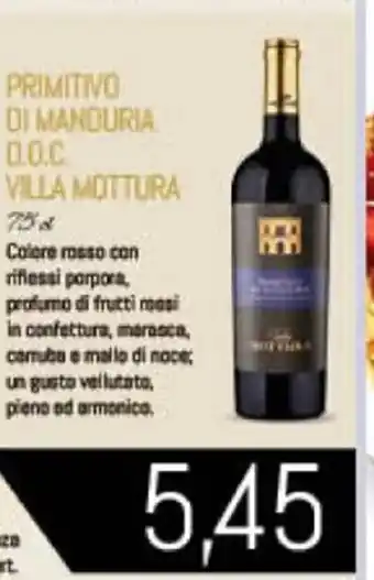 Conad PRIMITIVO DI MANDURIA D.O.C. VILLA MOTTURA offerta