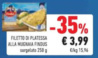 Conad FILETTO DI PLATESSA ALLA MUGNAIA FINDUS surgelato 250 g offerta