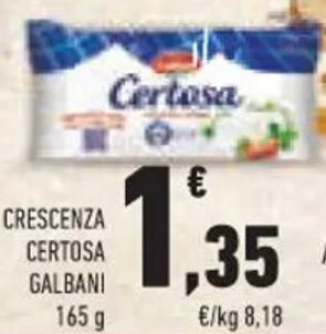 Conad CRESCENZA CERTOSA GALBANI 165 g offerta
