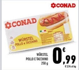 Conad Conad würstel pollo e tacchino offerta