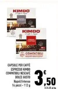 Conad Kimbo capsule per caffè espresso compatibili nescafé dolce gusto napoli 112 g offerta