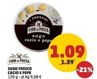 PENNY Fior di pasta sugo fresco cacio e pepe offerta