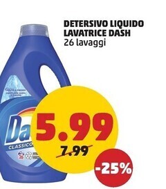 PENNY Dash detersivo liquido lavatrice offerta