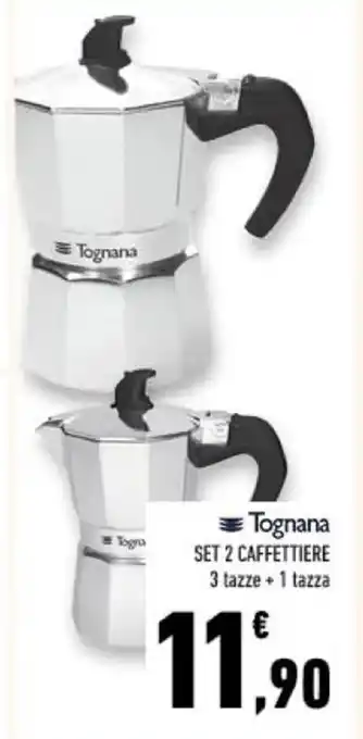 Conad Tognana SET 2 CAFFETTIERE 3 tazze + 1 tazza offerta