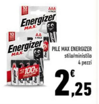 Conad PILE MAX ENERGIZER stilo/ministilo 4 pezzi offerta