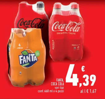 Conad FANTA, COCA COLA vari tipi conf. 660 ml x 4 pezzi offerta