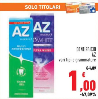 Conad DENTIFRICIO AZ vari tipi e grammature offerta