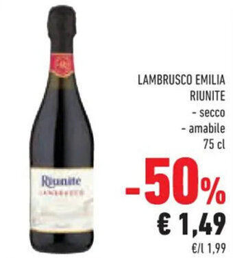 Conad LAMBRUSCO EMILIA RIUNITE 75 cl offerta