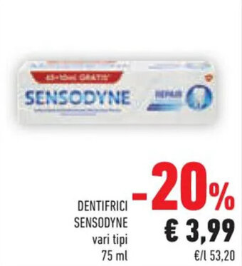 Conad DENTIFRICI SENSODYNE vari tipi 75 ml offerta
