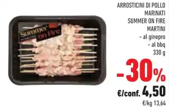 Conad ARROSTICINI DI POLLO MARINATI SUMMER ON FIRE MARTINI 330 g offerta