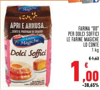 Conad FARINA "00" PER DOLCI SOFFICI LE FARINE MAGICHE LO CONTE 1 kg offerta
