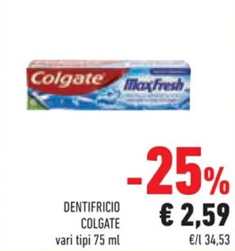 Conad DENTIFRICIO COLGATE vari tipi 75 ml offerta