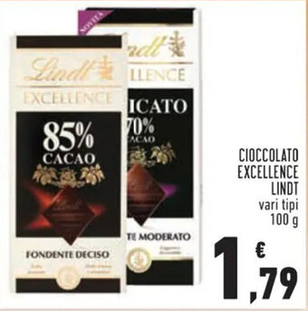 Conad CIOCCOLATO EXCELLENCE LINDT vari tipi 100 g offerta