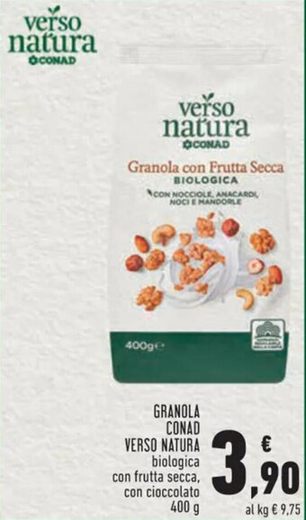Conad GRANOLA CONAD VERSO NATURA biologica con frutta secca, con cioccolato 400 g offerta