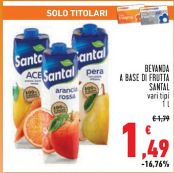 Conad BEVANDA A BASE DI FRUTTA SANTAL vari tipi 1 L offerta