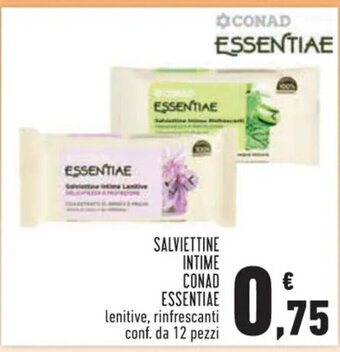 Conad SALVIETTINE INTIME CONAD ESSENTIAE lenitive, rinfrescanti conf. da 12 pezzi offerta