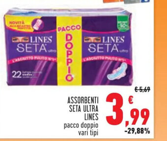 Conad ASSORBENTI SETA ULTRA LINES pacco doppio vari tipi offerta
