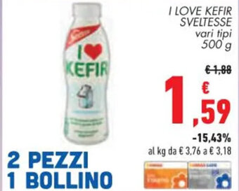 Conad I LOVE KEFIR SVELTESSE vari tipi 500 g offerta