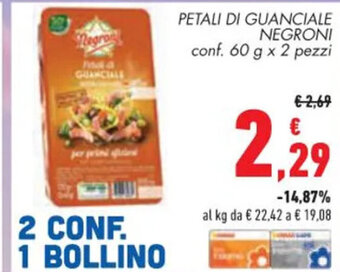 Conad PETALI DI GUANCIALE NEGRONI conf. 60 g x 2 pezzi offerta