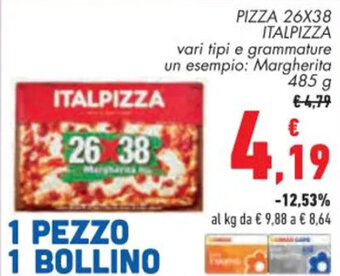 Conad PIZZA 26X38 ITALPIZZA vari tipi e grammature un esempio: Margherita 485 g offerta