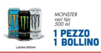 Conad MONSTER vari tipi 500 ml 1 PEZZO 1 BOLLINO offerta
