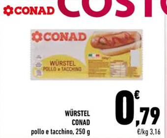 Conad WÜRSTEL CONAD pollo e tacchino, 250 g offerta