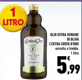 Conad OLIO EXTRA VERGINE DI OLIVA L'EXTRA COSTA D'ORO estratto a freddo, 1 litro offerta