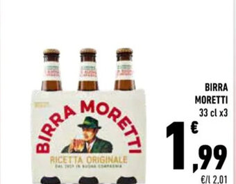 Conad BIRRA MORETTI 33 cl x3 offerta