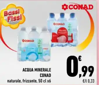 Conad ACQUA MINERALE CONAD naturale, frizzante, 50 cl x6 offerta
