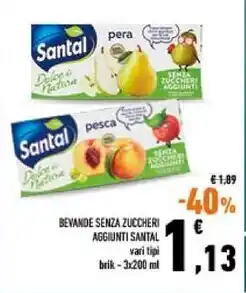 Santal bevande senza zuccheri aggiunti