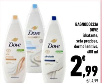 Conad BAGNODOCCIA DOVE idratante, seta preziosa, dermo lenitivo, 600 ml offerta