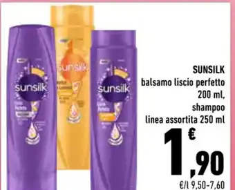 Conad SUNSILK balsamo liscio perfetto 200 ml, shampoo linea assortita 250 ml offerta
