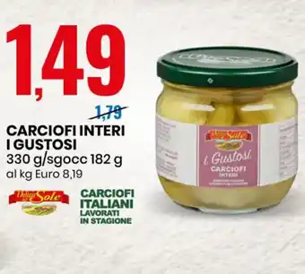 Eurospin CARCIOFI INTERI I GUSTOSI 330 g/sgocc 182 g al kg Euro 8,19 offerta