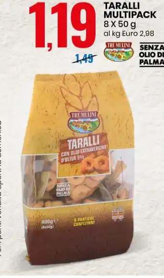 Eurospin TARALLI MULTIPACK 8 x 50 g al kg Euro 2,98 offerta