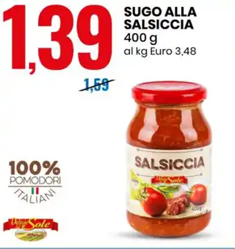 Eurospin SUGO ALLA SALSICCIA 400 g al kg Euro 3,48 offerta