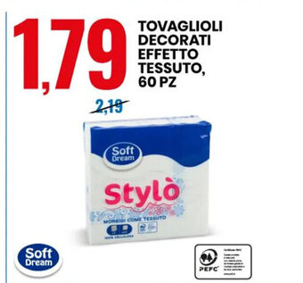 Eurospin TOVAGLIOLI DECORATI EFFETTO TESSUTO, 60 PZ offerta