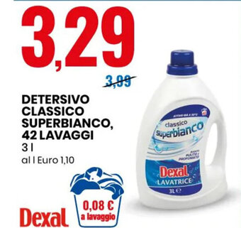 Eurospin DETERSIVO CLASSICO SUPERBIANCO, 42 LAVAGGI 3 l offerta