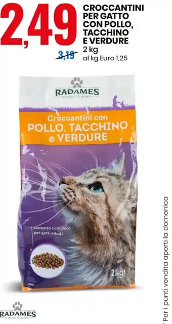 Eurospin CROCCANTINI PER GATTO CON POLLO, TACCHINO E VERDURE 2 kg 3,19 al kg Euro 1,25 offerta