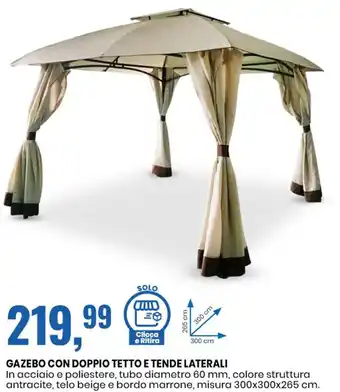 Eurospin GAZEBO CON DOPPIO TETTO E TENDE LATERALI offerta