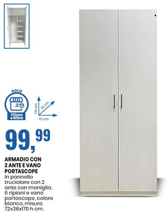 Eurospin ARMADIO CON 2 ANTE E VANO PORTASCOPE offerta