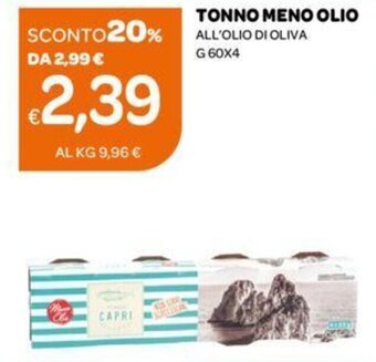Ekom TONNO MENO OLIO ALL'OLIO DI OLIVA G 60x4 offerta