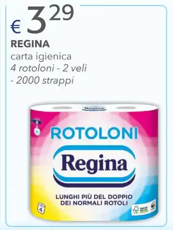 Acqua & Sapone REGINA carta igienica 4 rotoloni - 2 veli - 2000 strappi offerta