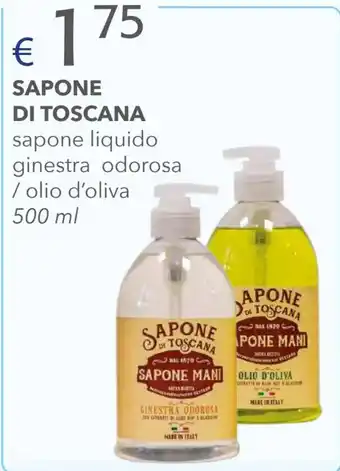 Acqua & Sapone SAPONE DI TOSCANA sapone liquido ginestra odorosa / olio d'oliva 500 ml offerta