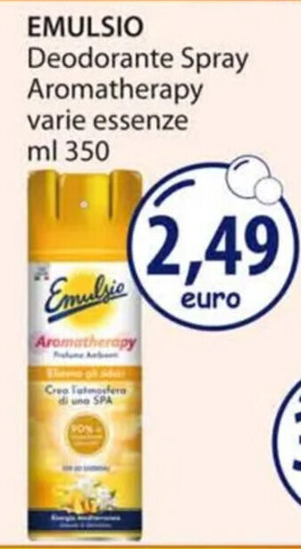 Acqua & Sapone EMULSIO Deodorante Spray Aromatherapy varie essenze ml 350 offerta