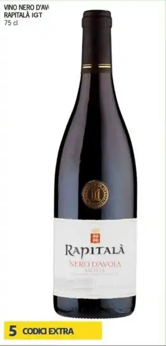 Iper Tosano VINO NERO D'AV RAPITALÀ IGT 75 cl offerta