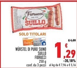 Conad Fiorucci wurstel di puro suino suillo offerta