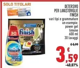 Conad Finish detersivo per lavastoviglie offerta