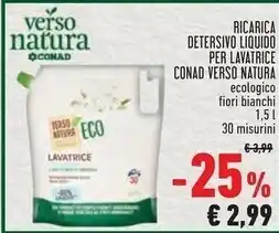 Conad Conad ricarica detersivo liquido per lavatrice verso natura offerta